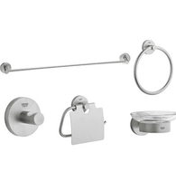 Grohe 40344EN0 Essentials Collection Accessory Kit with 24" Towel Bar, Towel Ring, Robe Hook, Toilet Paper Holder and Soap Dish